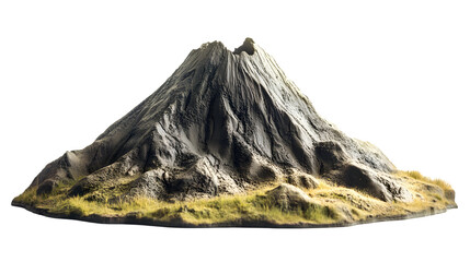 Volcano Mountain Model Isolated on White Background - Geological Illustration for Professional Presentations