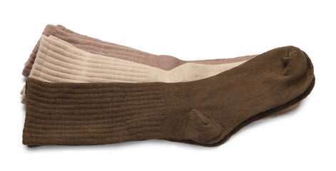 Many different pairs of socks isolated on white