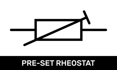Pre-Set Rheostat or Pre-Set Resistor Icon. Rectangular Pre-Set Rheostat Symbol. IEC Standard Pre-Set Rheostat or Pre-Set Resistor Schematic Diagram