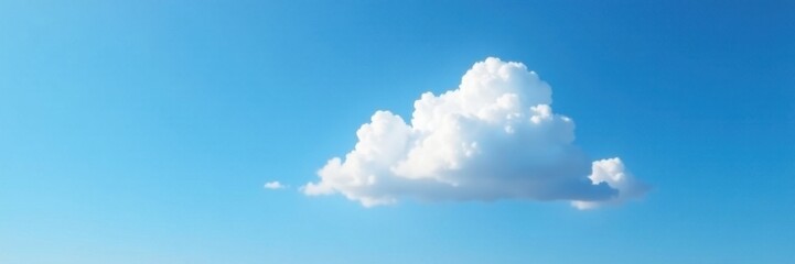 White puffy cloud suspended in vast blue expanse of clear sky, atmospheric, delicate, light