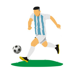 Soccer player dribble a ball with stripes jersey pattern. this clipart can be used for football and futsal template.