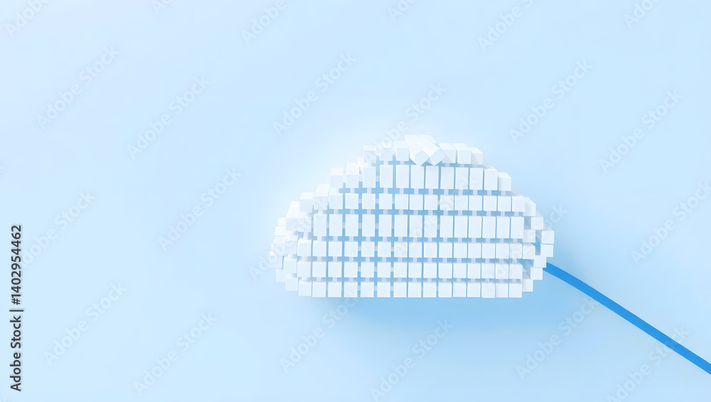 Aufkleber abstract 3d cloud illustration conceptual data storage and cloud computing