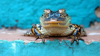 Fototapeta premium Close-up of a captivating baby alligator.