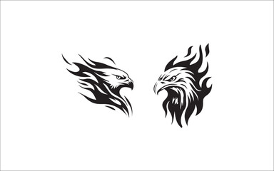 Fototapeta premium Eagle Silhouette Vector Icons: Flying Predator Bird Logos & Head Designs