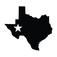 Texas State Map Silhouette With Lone Star Symbol Vector Graphic Element