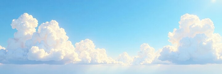 Watercolor background of a cloudy sky with soft, white clouds , gentle, airy