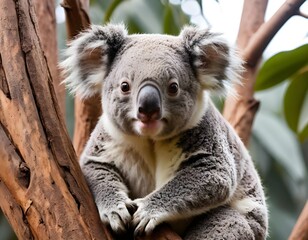Obraz premium Adorable Koala Sitting on a Tree Branch