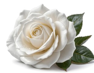 Single White Rose with Dew Drops