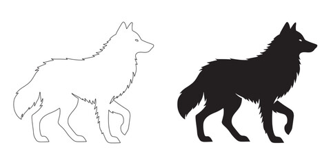 Artistic wolf silhouette with modern vector lines – ideal for digital artwork and branding – wolf icon – wolf illustration – wolf lineart

