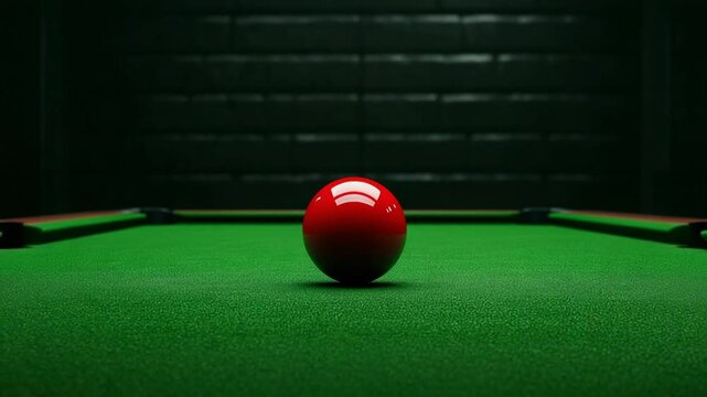 Red Snooker Ball on Green Table