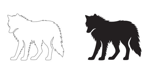 Iconic wolf silhouette with sleek vector detailing – ideal for logo and branding designs – wolf icon – wolf illustration – wolf lineart

