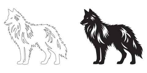 Elegant wolf silhouette with clean, smooth lines – perfect for wildlife and nature branding – wolf icon – wolf illustration – wolf lineart

