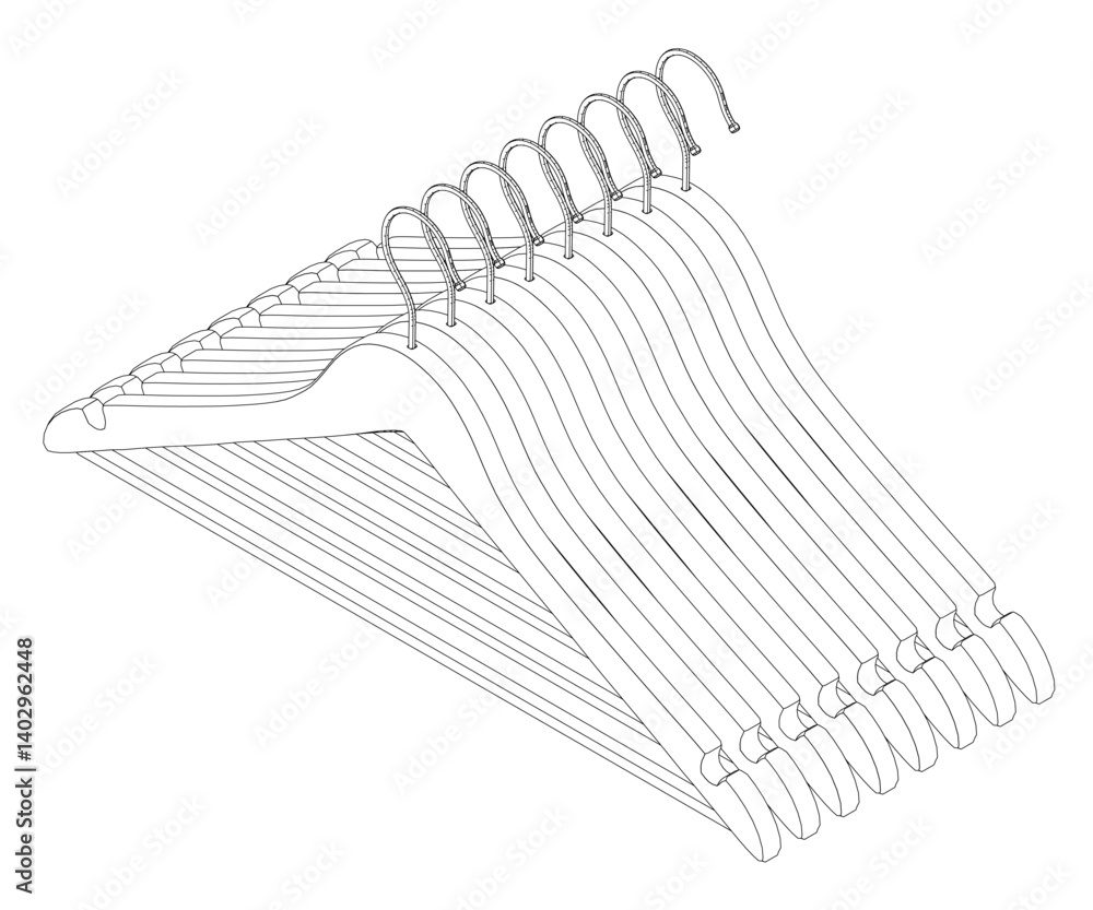Aufkleber a set of clothes hangers with a black and white color scheme. the hangers are arranged in a row and 