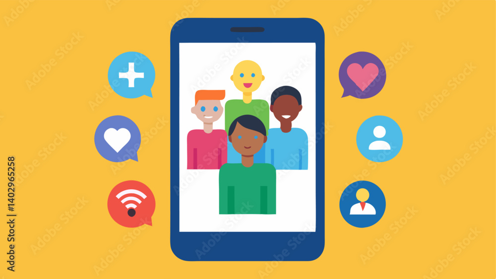 Aufkleber inclusive job advertit a smartphone displaying a colorful job posting with symbols representing diff