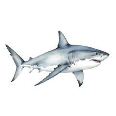 Naklejka premium Watercolor Great White Shark