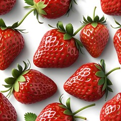 Fresh Juicy Strawberries Seamless Pattern