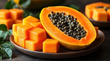 Exotic Papaya Delight, A Vibrant Display of Tropical Fruit Freshness