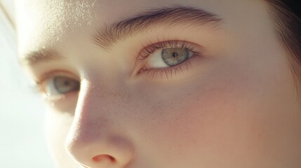 Obraz premium A close up of a face showing an eye and nose