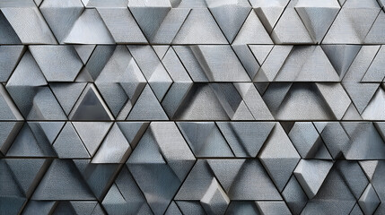 Obraz premium Futuristic, Triangular Wall background with tiles. Polished, tile Wallpaper with Concrete, 3D blocks. 3D Render