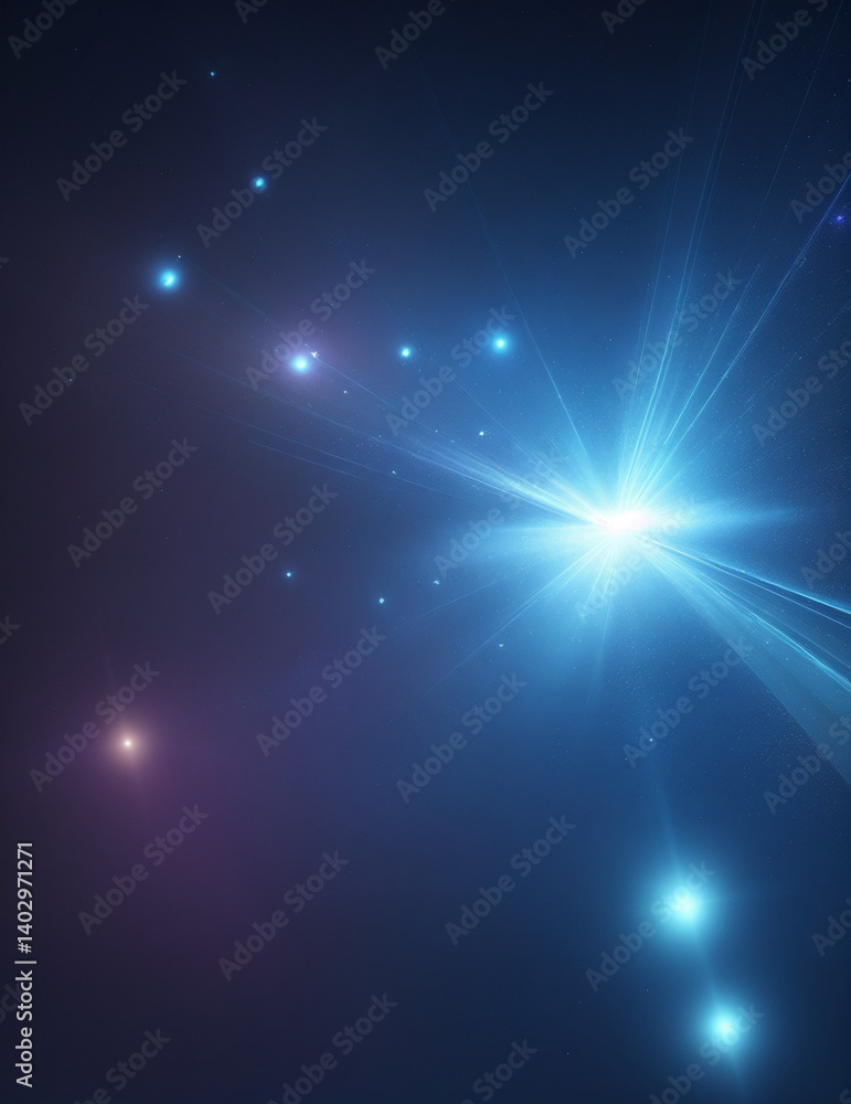 Wall mural abstract blue background with stars - abstract blue background with light flashes - generative ai