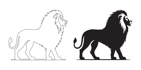 Bold lion silhouette in modern line art – perfect for logos, digital artwork, and branding – lion icon – lion illustration – lion lineart

