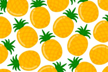 Yellow wallpaper. Seamless pattern with fruit, pineapple 