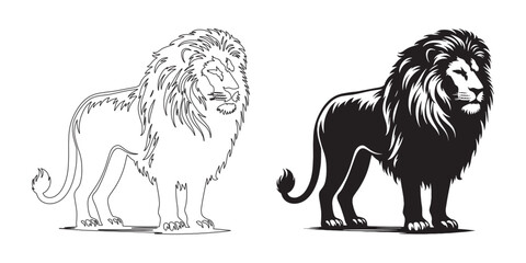 Timeless lion silhouette in minimalist vector style – perfect for outdoor branding and wildlife designs – lion icon – lion illustration – lion lineart

