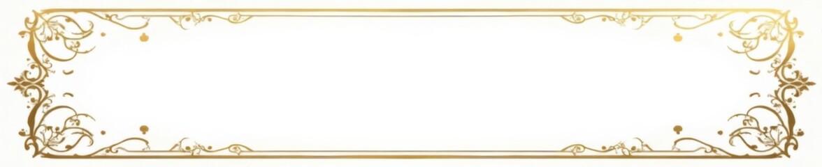 Obraz premium Retro style gold scroll frame with geometric patterns and leaf motifs on white background, luxurious, geometric