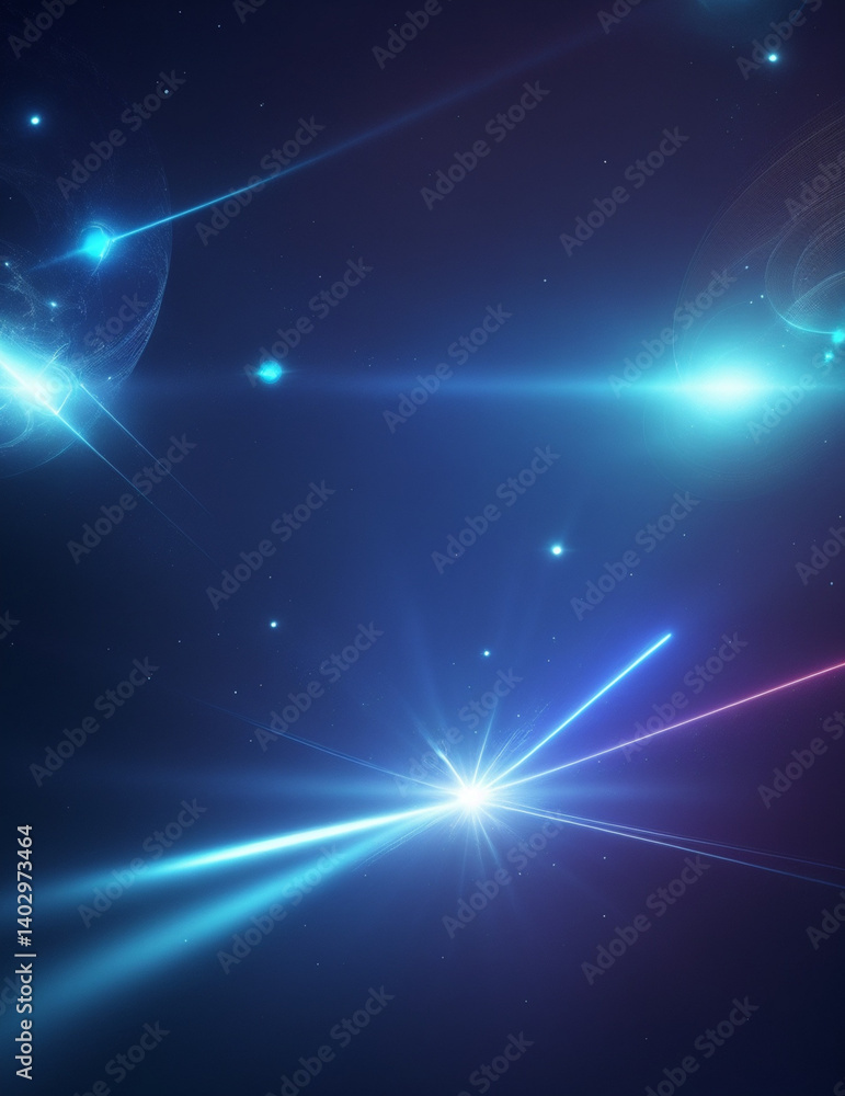 Wall mural abstract blue background - abstract blue background with light flashes - generative ai