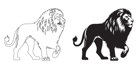 Minimalist lion silhouette with sleek vector detailing – perfect for creative logos – lion icon – lion illustration – lion lineart

