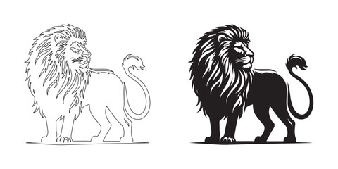 Striking lion silhouette with modern vector art – perfect for nature-themed projects – lion vector – lion illustration – lion lineart

