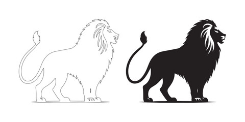 Simple and elegant lion silhouette with refined vector lines – ideal for logos and digital branding – lion icon – lion illustration – lion lineart

