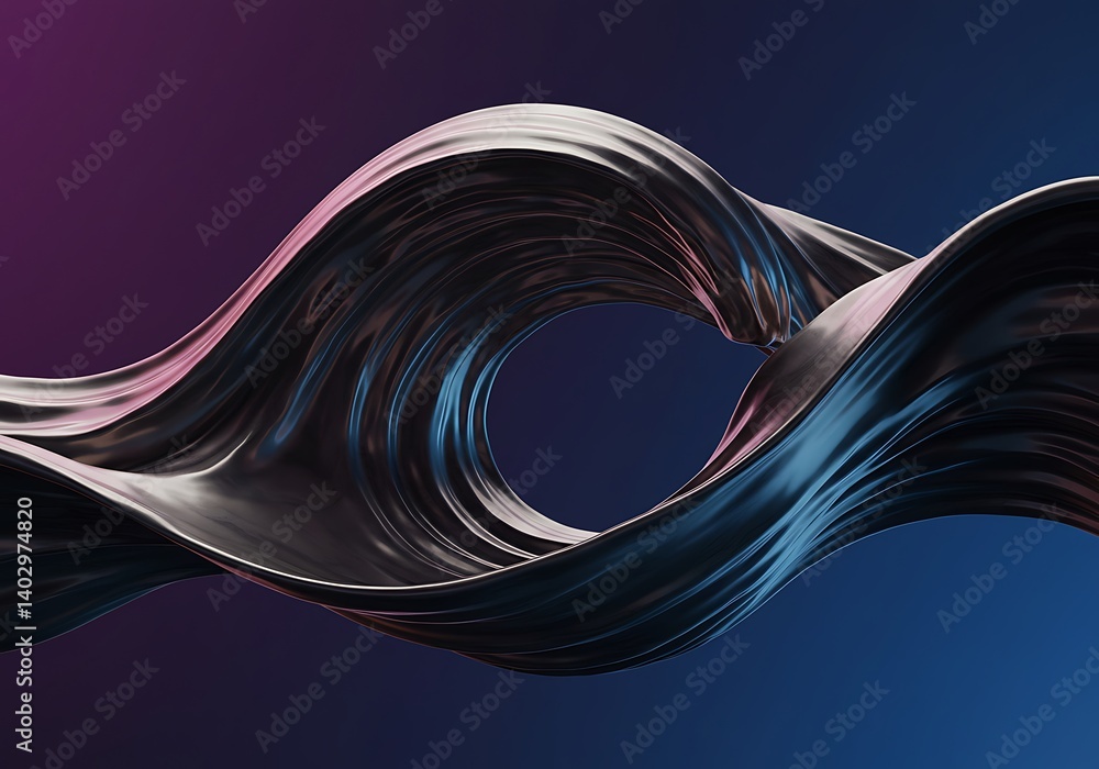 Poster abstract fabric wave on gradient background with elegant dark tones