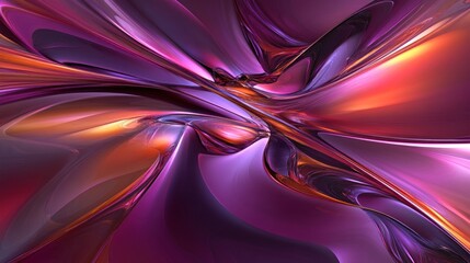 Obraz premium Abstract rendering with waves and fluid forms in shades of purple