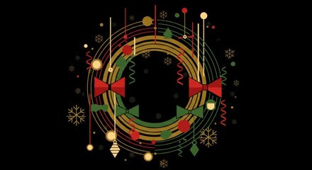 Obraz premium Stylized Christmas Wreath Illustration