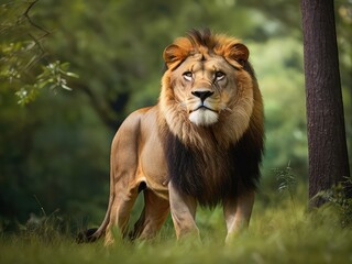 Naklejka premium Lion on transparent background, lion in the zoo, lion, lion in the wild