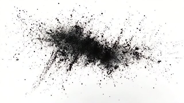 Abstract black ink splatter creating an artistic background with dynamic movement and texture