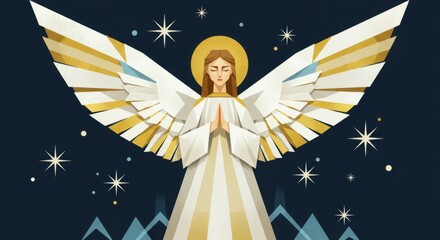 Stylized Holiday Angel Illustration
