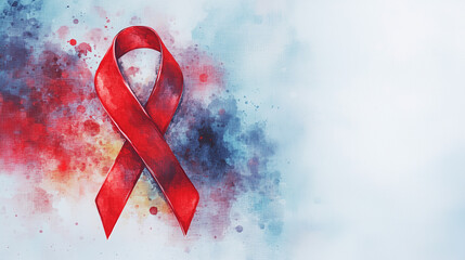 red ribbon watercolor background