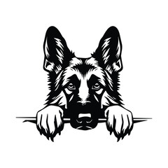 Black canine vector illustration of a wild dog head 