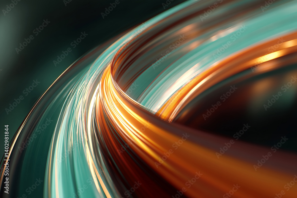 Poster abstract image of swirling teal and orange lines creating a dynamic, flowing effect, symbolizing mov