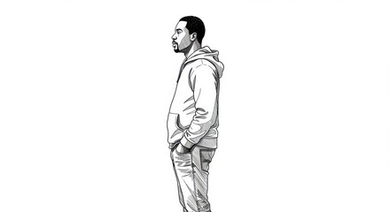 Obraz premium Profile Sketch of a Black Man