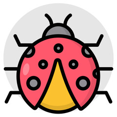 A colored design icon of bug