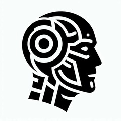 Cyborg Head Profile Silhouette suitable for marketing material