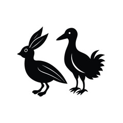 bird and rabbit vector silhouette 