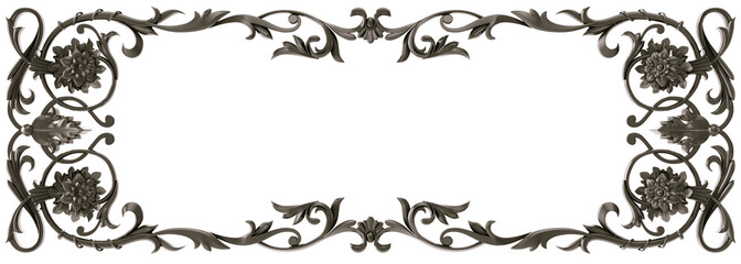 Black  ornament on transparent background, cut out, 3D render
