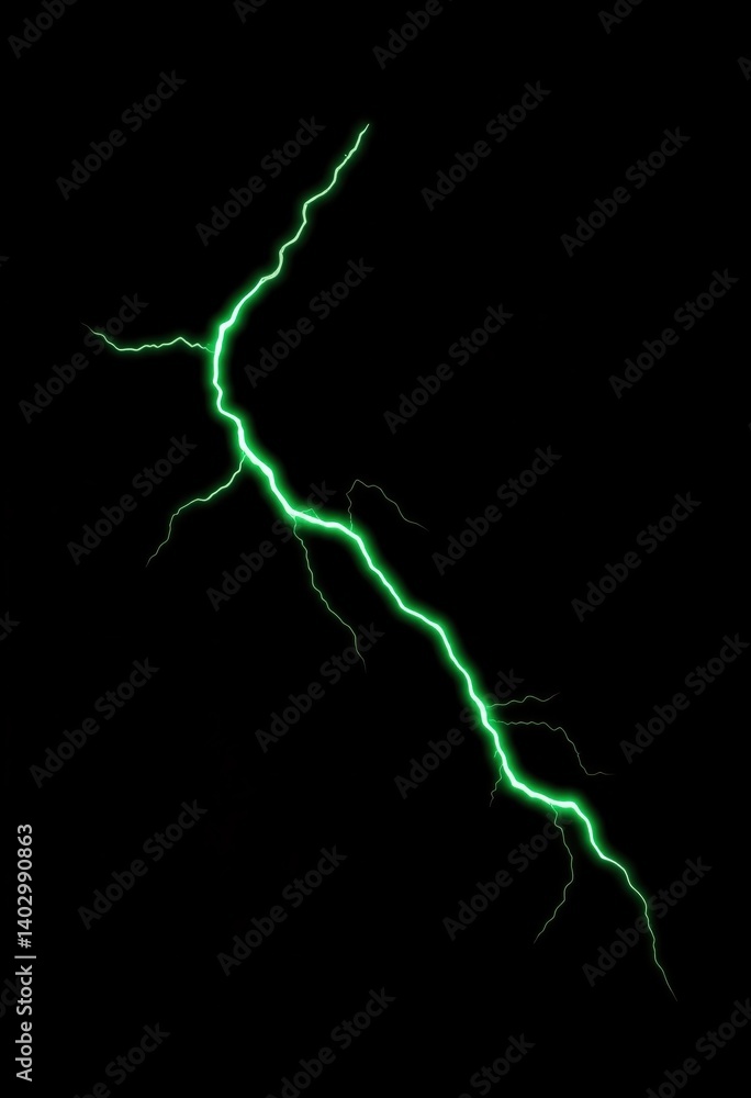 Poster green lightning crackles across dark background illuminating void with vibrant energy and power
