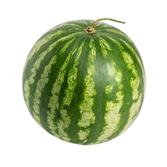 Fresh, sweet, and juicy green watermelon fruit isolated on white