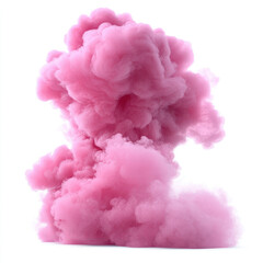 Fototapeta premium Dreamy pink ink cloud explosion vibrant color burst isolated on white background Soft texture