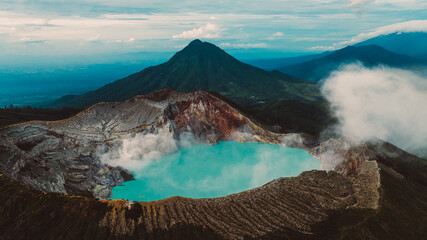 Aerial view of Misty Volcano of Kawah Ijen crater in East Java © Robbie Smith 1 